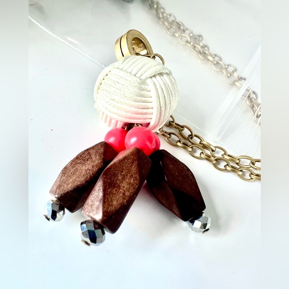 RARE J. Crew Rope Knot Pendant Necklace NWT - Picture 2 of 6